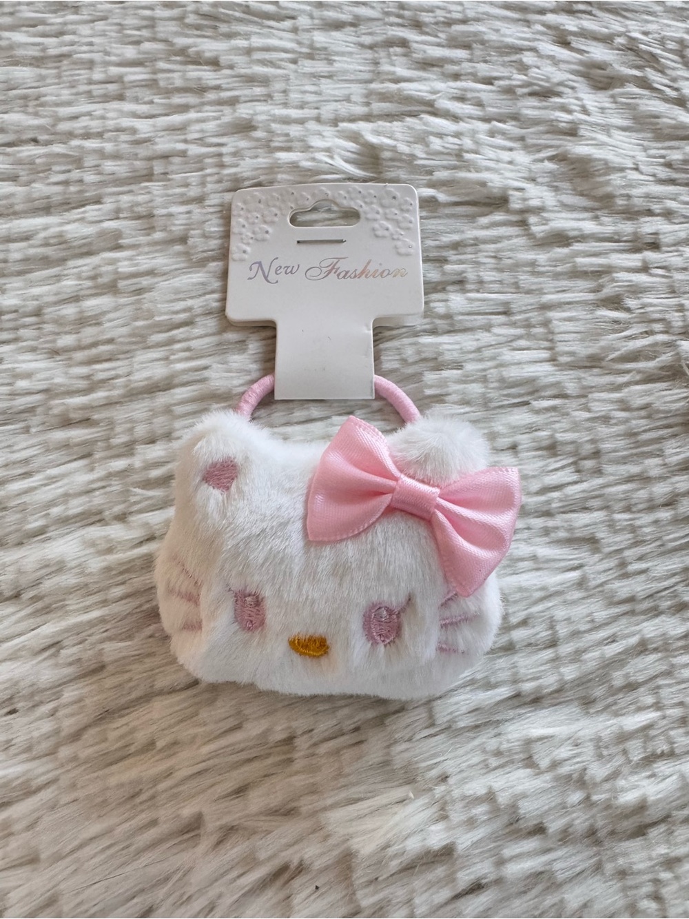 Hello kitty Pink & White Plush Bow Hair Tie